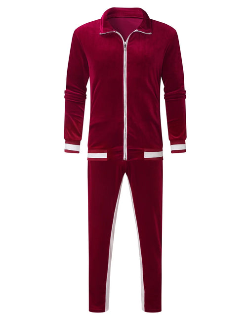 Load image into Gallery viewer, Velour Tracksuit Mens,2023 Men'S Velour Tracksuit 2 Pieces Winter Warm Full Zip up Jacket Sweatpants Fitness Sportswear Sweatsuit Jogger Sets
