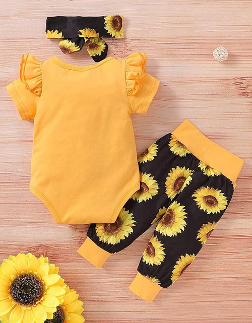 Load image into Gallery viewer, Newborn Baby Girl Clothes Infant Baby Ruffle Romper +Pants + Headband 3 PCS Outfits Set
