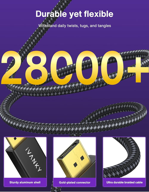 Load image into Gallery viewer, 8K VESA Certified Displayport Cable 1.4,  DP Cable 6.6Ft (8K@60Hz, 4K@144Hz, 2K@240Hz)Hbr3 Support 32.4Gbps, HDR, HDCP 2.2, Freesync G-Sync, Braided Display Port for Gaming Monitor, Graphics, PC
