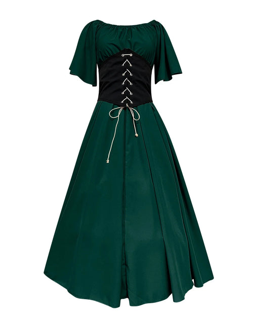 Load image into Gallery viewer, Womens Renaissance Faire Dresses Medieval Irish Traditional plus Size Dresses Ruffle over Dress Corset Retro Cosplay Gown
