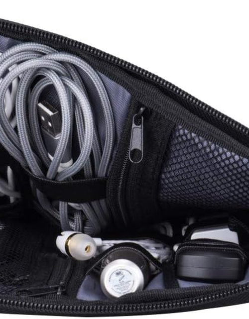 Load image into Gallery viewer, Travel Cable Organizer Bag Waterproof Portable Electronic Accessories Organizer for USB Cable Cord Phone Charger Headset Wire SD Card with 5Pcs Cable Ties(Grey)
