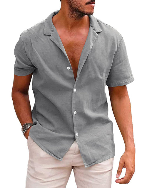 Load image into Gallery viewer, Men'S Tops Casual Button down Shirt Short Sleeve Beach Shirt Summer Mens Clothing
