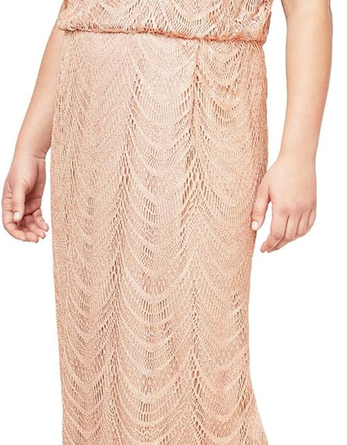 Load image into Gallery viewer, Women'S Metallic Blouson Crochet Dress, Gold plus Size, 18W
