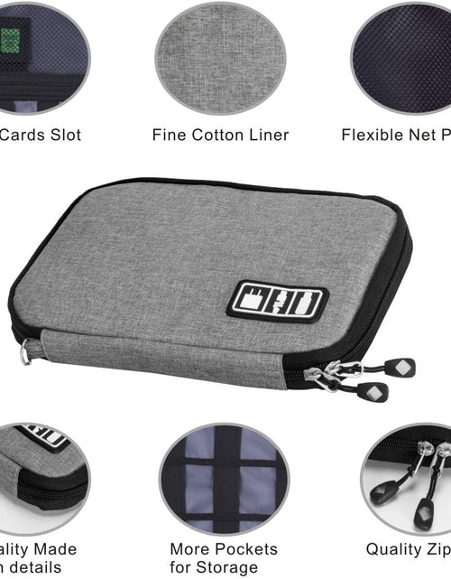 Load image into Gallery viewer, Travel Cable Organizer Bag Waterproof Portable Electronic Accessories Organizer for USB Cable Cord Phone Charger Headset Wire SD Card with 5Pcs Cable Ties(Grey)
