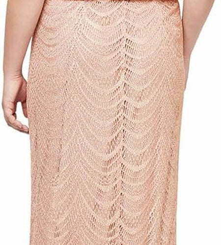 Women'S Metallic Blouson Crochet Dress, Gold plus Size, 18W