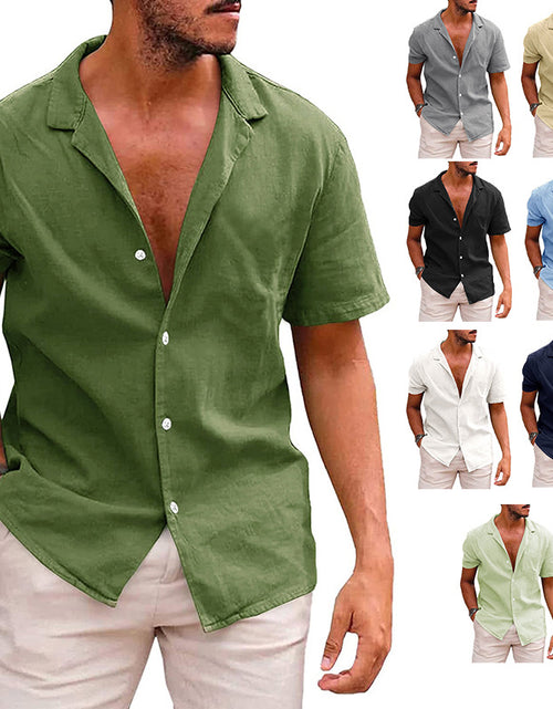 Load image into Gallery viewer, Men'S Tops Casual Button down Shirt Short Sleeve Beach Shirt Summer Mens Clothing
