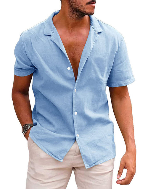 Load image into Gallery viewer, Men'S Tops Casual Button down Shirt Short Sleeve Beach Shirt Summer Mens Clothing
