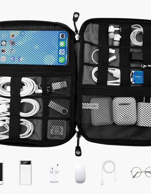 Load image into Gallery viewer, Travel Cable Organizer Bag Waterproof Portable Electronic Accessories Organizer for USB Cable Cord Phone Charger Headset Wire SD Card with 5Pcs Cable Ties(Grey)
