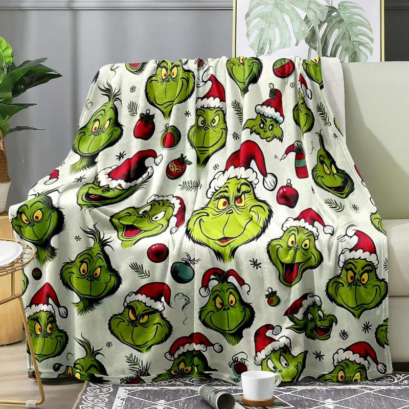 Grinch Pattern Throw Blanket