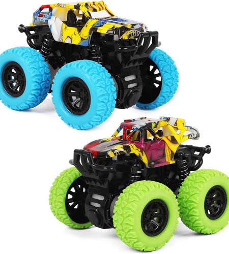 Car Toys for Boys 3-5 Years Old - Monster Toys Truck 2 Pack 360° Rotating Stunt Cars - Toddler Car Toys for Boys Girls Gifts