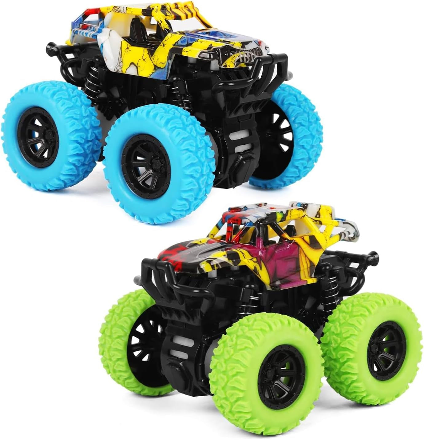 Car Toys for Boys 3-5 Years Old - Monster Toys Truck 2 Pack 360° Rotating Stunt Cars - Toddler Car Toys for Boys Girls Gifts