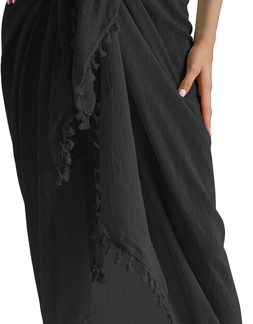 Load image into Gallery viewer, Beach Sarong Pareo Womens Semi-Sheer Swimwear Cover Ups Short Skirt with Tassels
