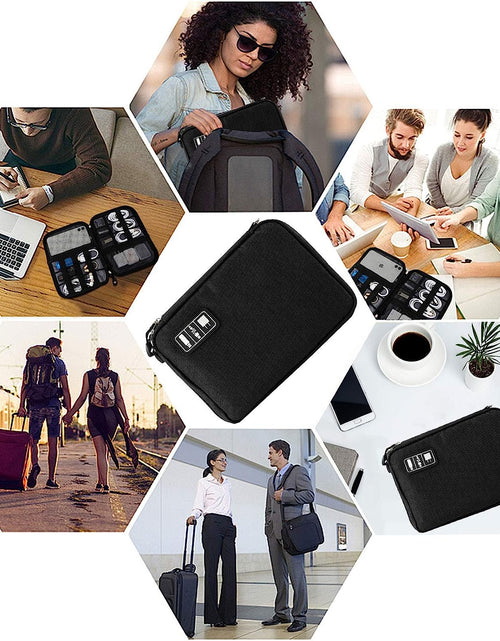 Load image into Gallery viewer, Travel Cable Organizer Bag Waterproof Portable Electronic Accessories Organizer for USB Cable Cord Phone Charger Headset Wire SD Card with 5Pcs Cable Ties(Grey)
